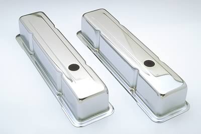 Trans-Dapt Performance Chrome Valve Covers 4962 Covers, Tall, Steel, Chrome, Plain, Chevy, Small Block, Pair