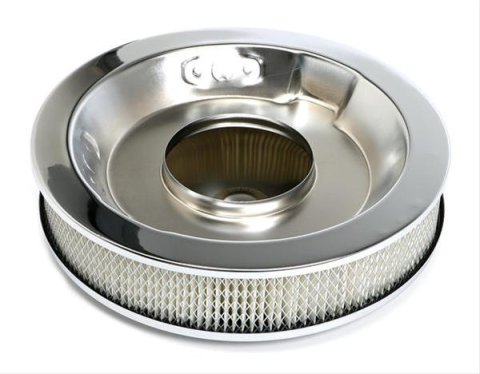 Trans-Dapt Performance Chrome Air Cleaners 2284 Filter Assembly, 14 in. Diameter, Round, Dropped Base, Steel, Chrome, 3 in. Filter Height, Each