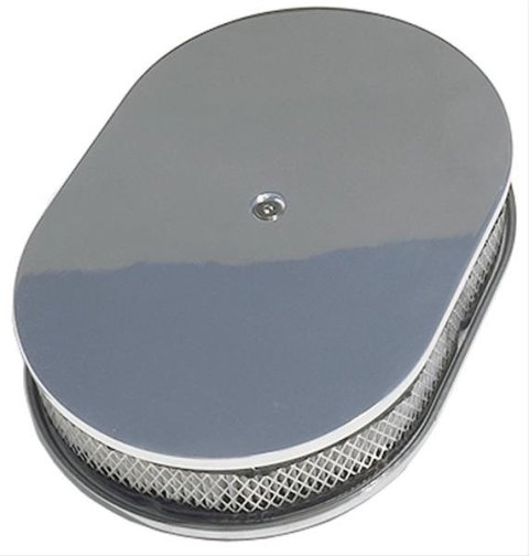 Trans-Dapt Performance Aluminum Air Cleaners 6023 Filter Assembly, Large Oval, Raised Base, Aluminum, Polished, Plain Design, 2 in. Filter Height, Each