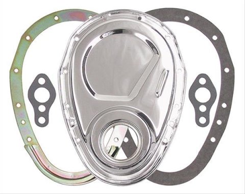 Trans-Dapt Performance Timing Covers 8909 Cover, 2-Piece, Steel, Chrome Plated, Chevy, Small Block, Each