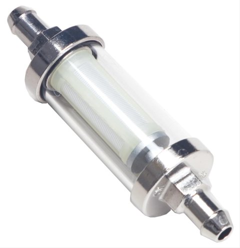Trans-Dapt Performance Glass and Chrome 20 Microns Fuel Filter with 0.375 in. Inlet Size 9245 Filter, Glass/Chrome, 3/8 Hose Barb Outlet, Each