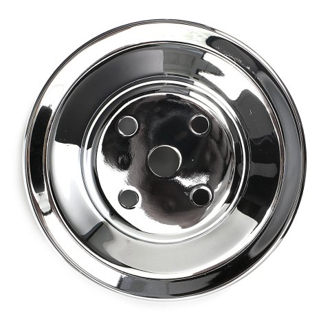 Trans-Dapt Performance Chrome Water Pump Pulleys 9723 Pulley, V-Belt, 2-Groove, Steel, Chrome, Chevy, Big Block, Long Pump, Each