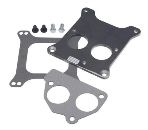 Trans-Dapt Performance Throttle Body to Carbureted Manifold Adapters 2202 Adapter, 3-Bolt TBI Square Bore 4-Barrel, Steel, Natural, Each