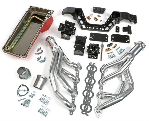 Trans-Dapt Performance Swap-In-A-Box Complete Engine Swap Kits 42015 Kits, Complete, Mid-length Silver Ceramic Coated Headers, Motor Mounts, Red Oil Pan, Chevy, T56 Only, 4.8L, 5.3L, 6.0L, Kit