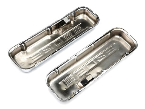 Trans-Dapt Performance Chrome Valve Covers 9848 Covers, Stock Height, Steel, Chrome, 502 Logo, Chevy, Big Block, Pair