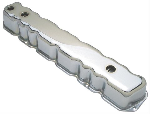 Trans-Dapt Performance Chrome Valve Covers 9339 Cover, Stock Height, Steel, Chrome, Plain, AMC, 199, 232, 258, Each