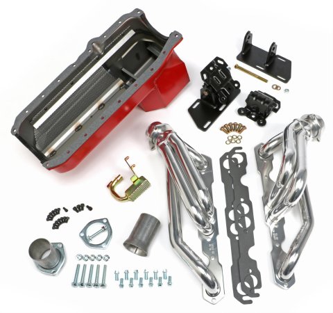 Trans-Dapt Performance Swap-In-A-Box Complete Engine Swap Kits 99074 Kit, Headers, Steel, Silver Ceramic Coated, Motor Mounts, Oil Pan, Pickup, Gaskets, Hardware, Chevy, Small Block, Kit