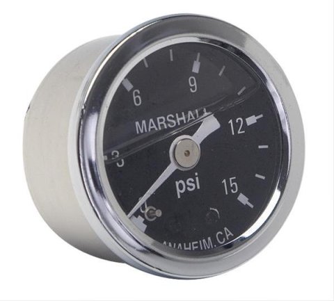 Trans-Dapt Performance Fuel Pressure Gauges 2388 Gauge, Pressure, 0-15 psi, 1 1/2 in., Analog, Mechanical, Black Face, Each