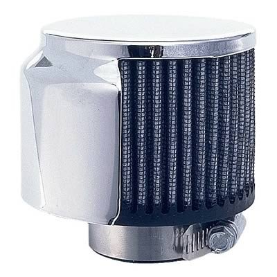 Trans-Dapt Performance Valve Cover Filter Breathers 5104 Filtered Breather clamp-on with hood, chrome, 1 1/2" ID