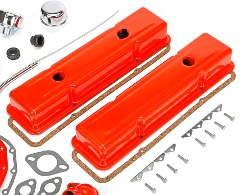 Trans-Dapt Performance PerfectMatch Powdercoated Engine Dress-Up Kits 3052 Kit, PerfectMatch, Steel, Orange Powdercoated, Chevy, Small Block, Kit