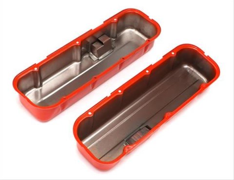 Trans-Dapt Performance Products Valve Covers 9997 Covers, Tall, Steel, Orange Powdercoated, Baffled, Chevrolet, Big Block, Pair