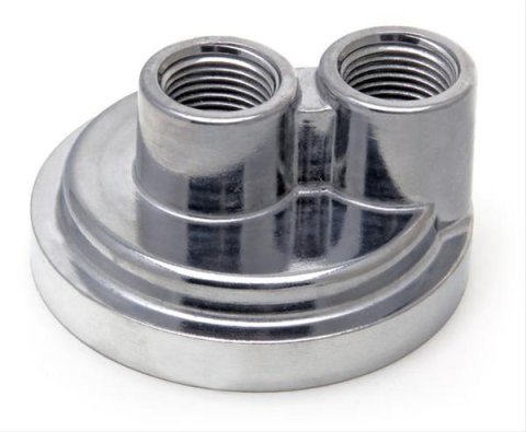 Trans-Dapt Performance Spin-On Oil Filter Adapters 1050 Adapter, Bypass, Spin-On, Aluminum, Natural, 18mm x 1.5mm Thread, 1/2 in. NPT Inlet/Outlet, Each