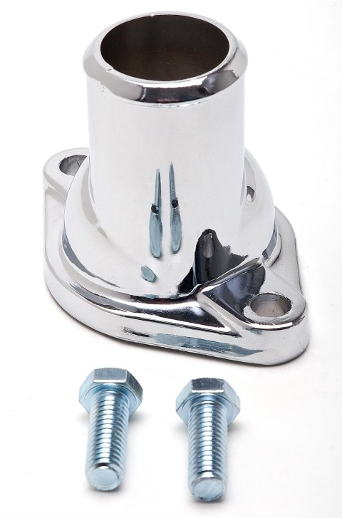 Trans-Dapt Performance Chrome Water Necks 9647 Neck, Zinc Alloy, Plated, Straight Up, O-Ring, Chevy, Big/Small Block, Each