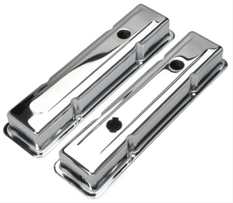 Trans-Dapt Performance Chrome Valve Covers 9518 Covers, Stock Height, Steel, Chrome, Plain, Chevy, Small Block, Pair