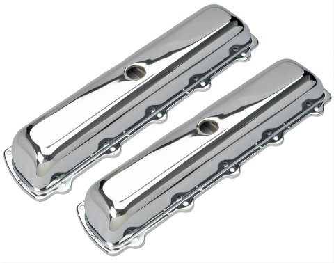 Trans-Dapt Performance Chrome Valve Covers 9381 Covers, Stock Height, Steel, Chrome, Plain, Oldsmobile, 330-455, V8, Pair