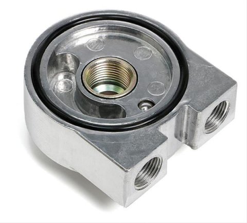 Trans-Dapt Performance Oil Cooler Sandwich Adapters 1320 Adapter, Filter, Sandwich, Aluminum, Natural, 13/16-16 in. Thread, 3/8 in. NPT Inlet/Outlet, Each