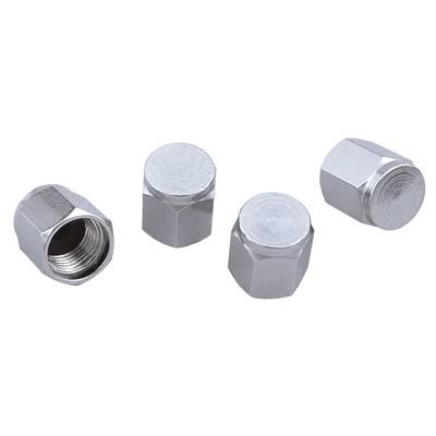 Trans-Dapt Performance Chrome Valve Stem Caps 7117 Caps, Chrome, Hex Head, 4 pack