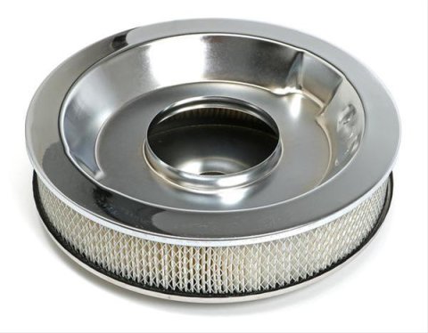 Trans-Dapt Performance Chrome Air Cleaners 2463 Filter Assembly, 14 in. Diameter, Round, Dropped Base, Steel/Stainless, Polished/Chrome, 3 in. Filter, Each
