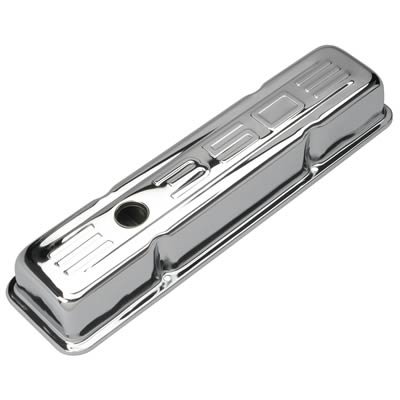 Trans-Dapt Performance Chrome Valve Covers 9842 Covers, Stock Height, Steel, Chrome, 350 Logo, Chevy, Small Block, Pair