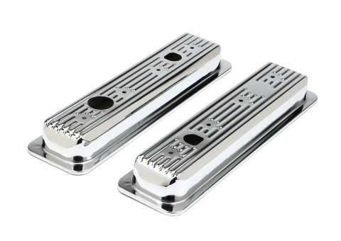 Trans-Dapt Performance Chrome Valve Covers 9460 Cover Caps, Bolts onto Stock Cover, Steel, Chrome, Cover, 1987-1999, Truck Only, Small Block, Pair