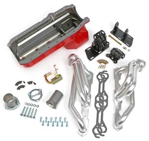 Trans-Dapt Performance Swap-In-A-Box Complete Engine Swap Kits 99077 Kit, Headers, Steel, Silver Ceramic Coated, Motor Mounts, Oil Pan, Pickup, Gaskets, Hardware, Chevy, Small Block, Kit