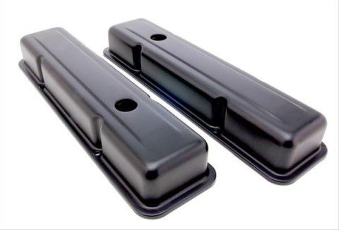 Trans-Dapt Performance Products Valve Covers 8688 CHEVY 283-400 SHORT ASPHALT BLACK POWDER COATED BAFFLED VALVE COVERS