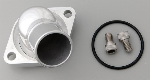 Billet Specialties Thermostat Housings 90420 Water Neck, Aluminum, Polished, 45 Degree, Chevy, Big Block, Small Block, Each