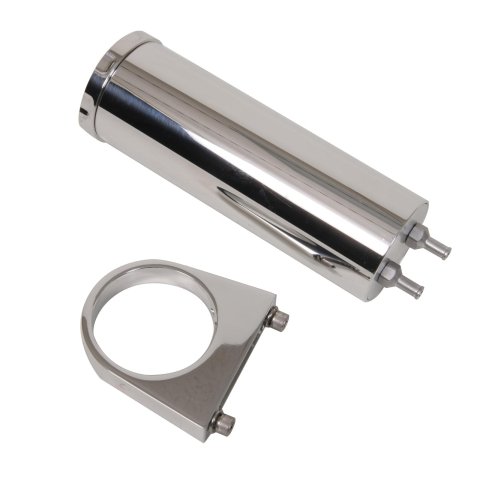 Billet Specialties Overflow Tanks 77109 Tank, 15 oz., Round, Smooth, Aluminum, Polished, 5/16 in. Hose Barb Inlet/Outlet, Universal, Each