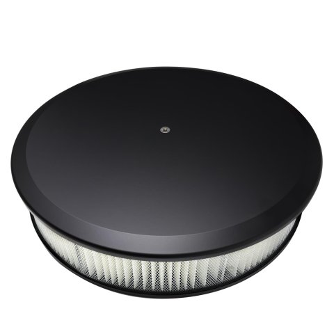 Billet Specialties Air Cleaners BLK15829 Filter Assembly, 14 in. Diameter, Round, Aluminum, Black Powdercoated, Plain Design, 3 in. Filter Height, Each