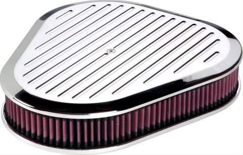 Billet Specialties Air Cleaners 15720 Filter Assembly, Triangle, Aluminum, Polished, Ball Milled Design, 2 5/16 in. Filter Height, Each