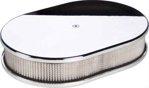 Billet Specialties Air Cleaners 15329 Filter Assembly, Small Oval, Aluminum, Polished, Plain Design, 2 in. Filter Height, Each