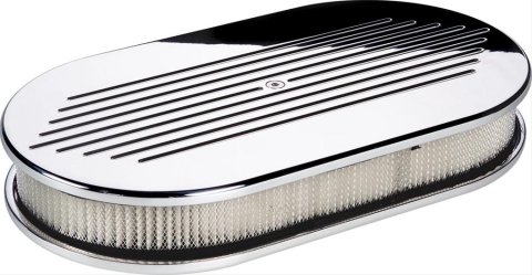 Billet Specialties Air Cleaners 15420 Filter Assembly, Large Oval, Aluminum, Polished, Ball-Milled Design, 2 in. Filter Height, Each