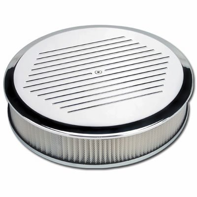 Billet Specialties Air Cleaners 15820 Filter Assembly, 14 in. Diameter, Round, Aluminum, Polished, Ball-Milled Design, 3 in. Filter Height, Each