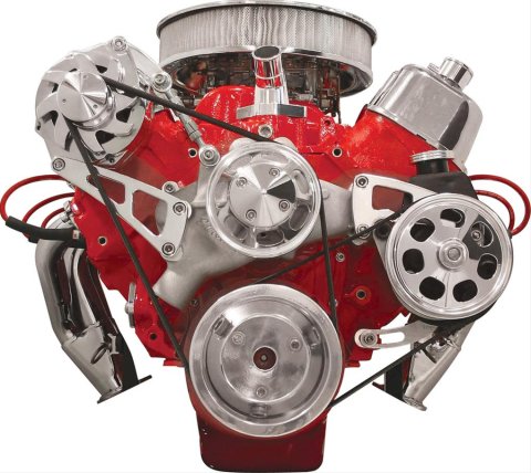 Billet Specialties Serpentine Conversion Pulley Kits FM2211PC Kit, Serpentine, Aluminum, Polished, for Standard Rotation Long Water Pumps and Saginaw Keyed Shaft Power Steering, Chevy, Big Block, Kit
