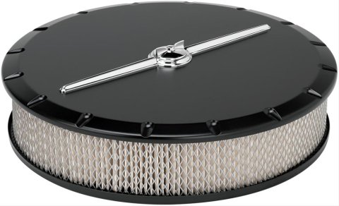 Billet Specialties Air Cleaners 15824 Cleaner, Round, Raised Base, Aluminum, Black, 14 in. Diameter, 3 in. Filter Height, Each