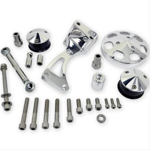 Billet Specialties Serpentine Conversion Air Conditioning Add-On Kits FM1320PC Compressor Bracket, Independent Top Mount, Sanden 508 Style, Aluminum, Polished, Kit