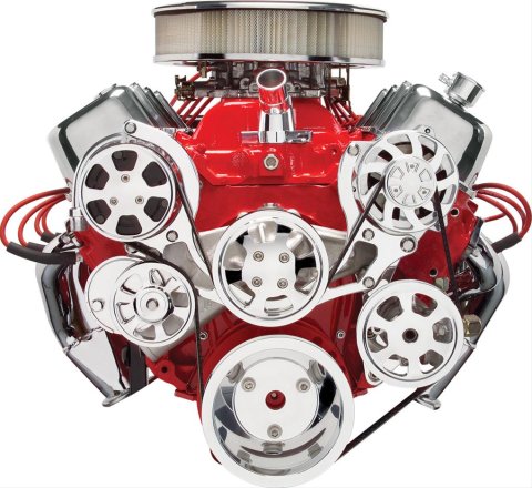 Billet Specialties Tru Trac Serpentine Systems with A/C 14220 Pulley Kit, Serpentine, Aluminum, Polished, Chevy, Big Block, Kit