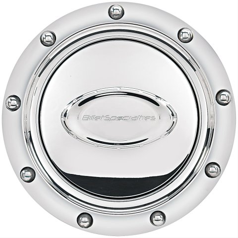 Billet Specialties Horn Buttons 32710 Button, Aluminum, Polished, Logo, Riveted Outer Ring, Each