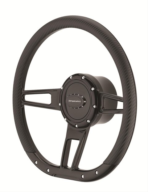 Billet Specialties Half-Wrap Steering Wheels BLK29409 Wheel, Half-Wrap, Formula, Aluminum, Black Anodized, 3-Spoke, 14 in. Diameter, 9-Bolt Mount, Each