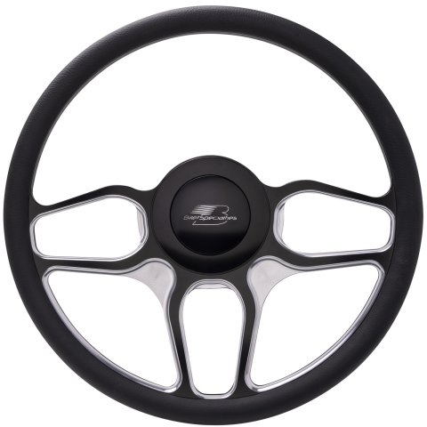 Billet Specialties Half-Wrap Steering Wheels BC34102 Wheel, Half-Wrap, 6-spoke, Black/Natural Aluminum Spokes, Black Leather Grip, 15 1/2 in. Diameter, Each