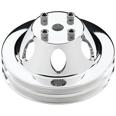 Billet Specialties Water Pump Pulleys 78120 Pulley, Aluminum, Polished, V-Belt, 2 Groove, 6 in. Diameter, Chevy, Small Block, Big Block, Long Style, Each