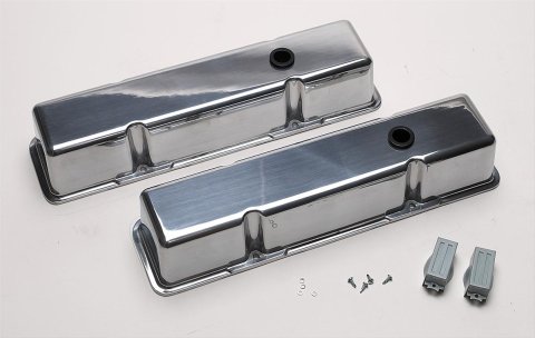 Billet Specialties Diecast Aluminum Valve Covers 95229 Covers, Tall, Aluminum, Polished, Plain, Chevy, Small Block, Pair