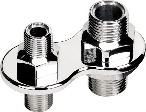 Billet Specialties Heat and Air Conditioning Bulkheads 66720 Firewall Bulkhead, 2-Port, Inline, #6, #10, Aluminum, Polished, Each