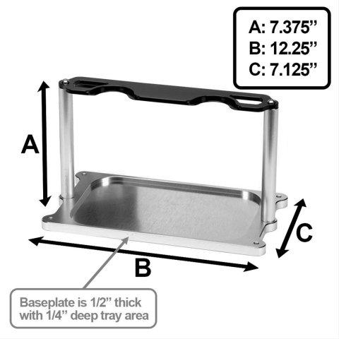 Billet Specialties Battery Mounts 248910 Mount, Aluminum, Polished, Black Powdercoat, for Optima Battery, Kit