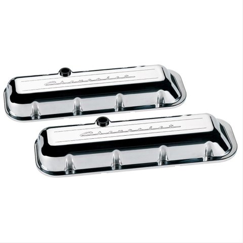 Billet Specialties Diecast Aluminum Valve Covers 96023 Covers, Stock Height, Aluminum, Polished, Chevy Logo, Chevy, Big Block, Pair