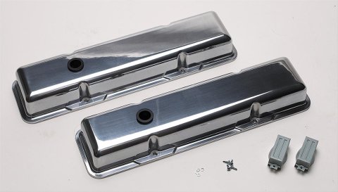 Billet Specialties Diecast Aluminum Valve Covers 95129 Covers, Stock Height, Aluminum, Polished, Plain, Chevy, Small Block, Pair