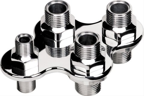 Billet Specialties Heat and Air Conditioning Bulkheads 66920 Firewall Bulkhead, 4-Port, Diamond, #6, #10, Aluminum, Polished, Each
