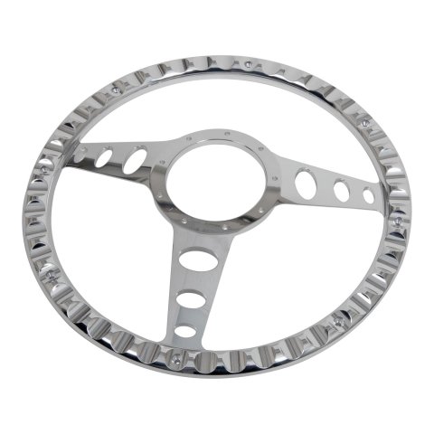 Billet Specialties Half-Wrap Steering Wheels 30445 Wheel, Half-Wrap, Outlaw, Aluminum, Polished, 3-Spoke, 14 in. Diameter, 9-Bolt Mount, Each