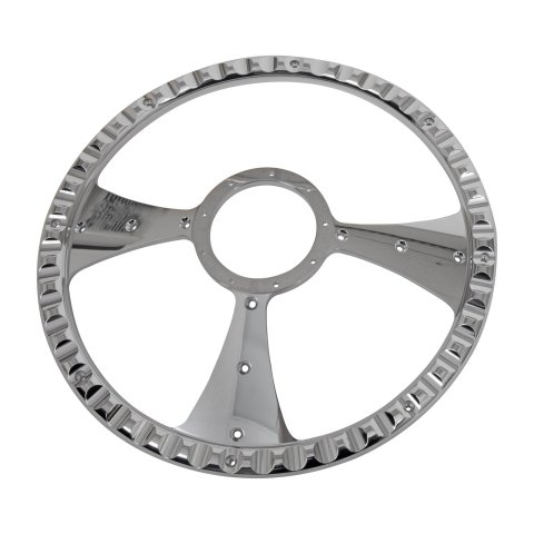 Billet Specialties Half-Wrap Steering Wheels P34092 Wheel, Half-Wrap, Stiletto, Aluminum, Polished, 3-Spoke, 15.5 iin. Diameter, 9-Bolt Mount, Each