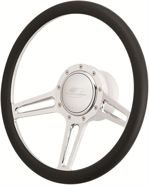 Billet Specialties Half-Wrap Steering Wheels 30137 Wheel, Half-Wrap, Split Spoke, Aluminum, Polished, 3-Spoke, 14 in. Diameter, 9-Bolt Mount, Each